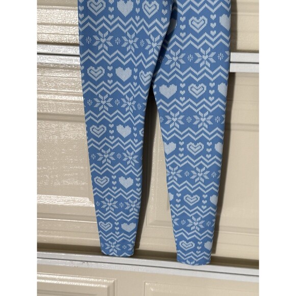 BEACH RIOT Fair Isle Leggings XS Blue White Snowflake Heart Knit Pattern Stretch - Picture 7 of 14